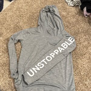 Gray Hoodie with 'UNSTOPPABLE' Sleeve athleta girl sis xl